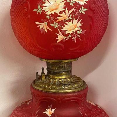 Consolidated Lamp Co. red satin GWTW 
