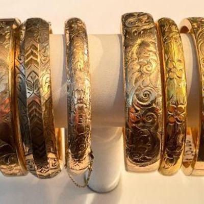 Victorian gold-filled bangle bracelets