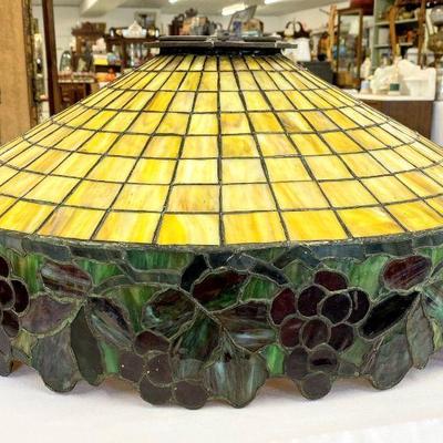 Early 1900's slag glass turtle back pendant lamp shade  
