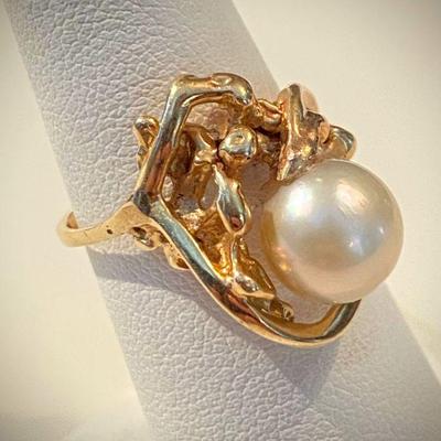 10k gold pearl ring