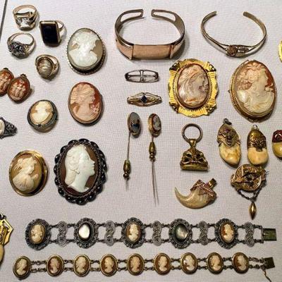 Selection of cameos set in gold
