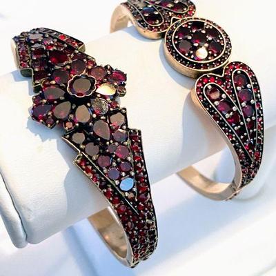 Garnet cuff bracelets 