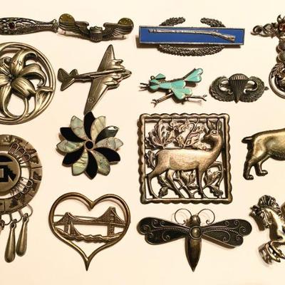 Sterling  silver  brooches and pins 