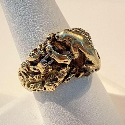 14k gold ring with panther 