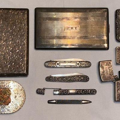 Sterling silver cigarette cases, pocket knives and more. 