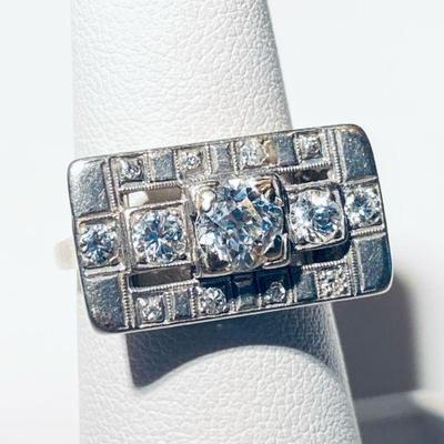 Men's 10k white gold diamond ring 