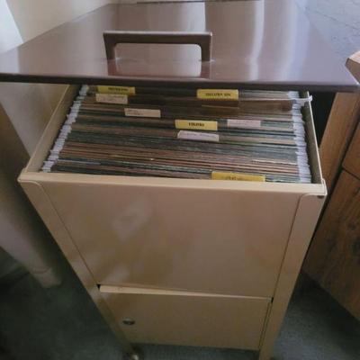 Rolling file cabinet with a door on the bottom