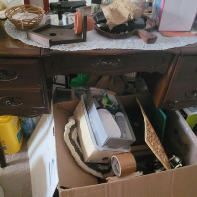 Very nice older desk and more office supplies