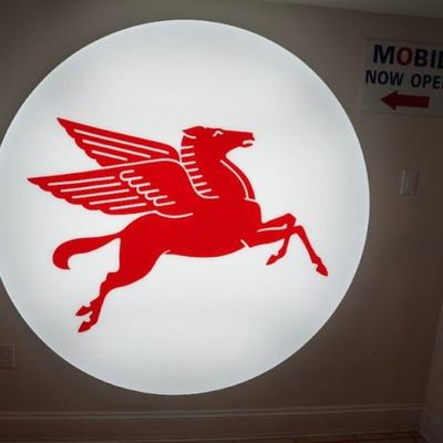 72 inch Lighted Mobil Pegasus sign.