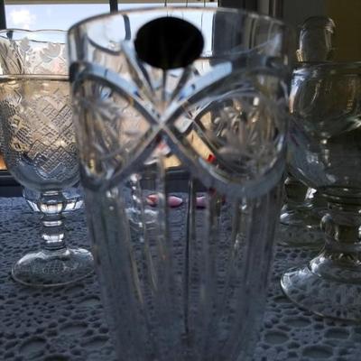 Heavy cut crystal  etched vase