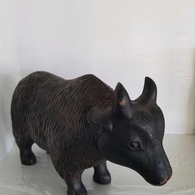 Wooden bull figurine