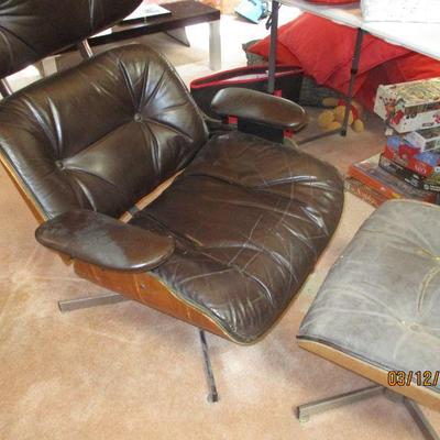 Eames style lounge chair and ottoman