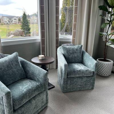Blue Upholstered Swivel Arm Chairs $1900/ea | $3k for set - last day price!

26.5