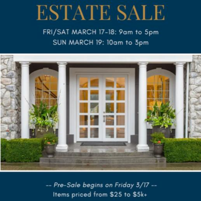 Pre Sale, Fri 3/17 | Sale Days are Sat 3/18 and Sun 3/19