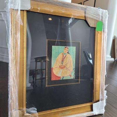 Sitting Woman Wall Art w/Gold & Black Frame $300