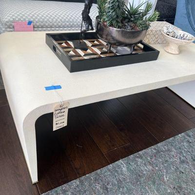 Curved Cream Shagreen Coffee Table $1000
56"W x 26"D x 17"H