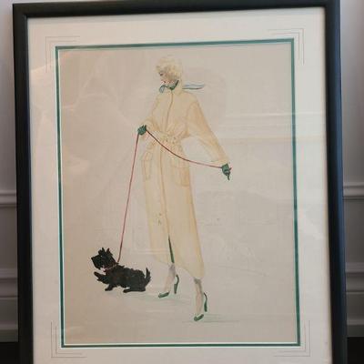 Framed Lady & Dog Art $200
Print 10x12 Framed 19x23