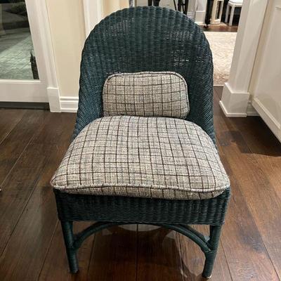 Pottery Barn Vintage Blue Wicker Dining Chairs $250/ea or $1000/set of 4
Seat 20.5h Seat 17d x 24w x 36h