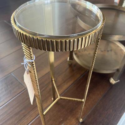 Brass & Acrylic Drink/Martini Table $500 
8" Di x 22"H