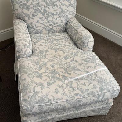 Asking: Was $850 -- Now $635--- Blue & White Toile Fabric, Tuxedo Style Custom Chaise - 60