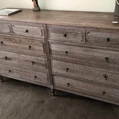 Asking: Was $1250 -- Now $925--- Drawer Smoke Grey Grain Dresser - Restoration Hardware - 74" wide x 20" deep x 42" tall