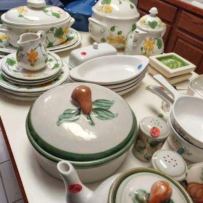 Full china sets with serving dishes 