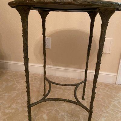 wrought iron table with glass top