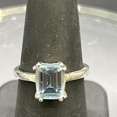 Blue Topaz and 925 Silver Ring, Size 7.5, Tested