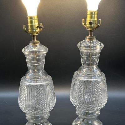 Vtg. Pair Pressed Glass Formal Living Room Lamps