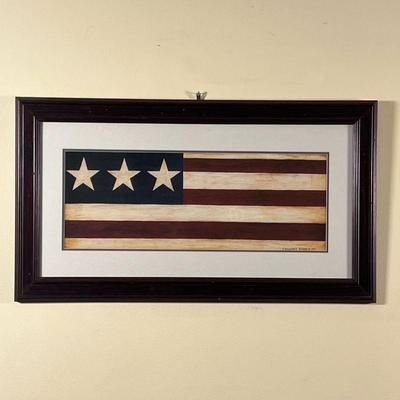 WARREN KIMBLE AMERICAN FLAG |    Warren Kimble 1993, with three stars and seven stripes
Dimensions: w. 23 in x h. 13 in 