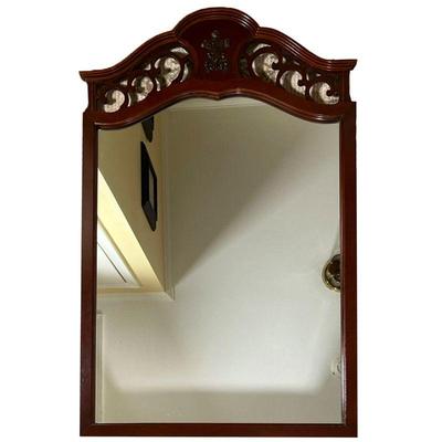 Fretwork Wall Mirror |  
Wood fretwork framed wall mirror with an arched top
Dimensions: w. 24 x h. 38 in 