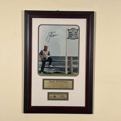 Jack Nicklaus Signed Photo |   Signed photograph, matted and framed, 18th Hole at Pebble Beach Circa 2000
Dimensions: w. 13.5 x h. 20 in 