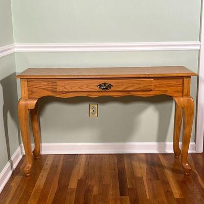 Light Wood Side Table | Console table with a single drawer over cabriole legs
Dimensions: l. 48 x w. 16 x h. 29 in 