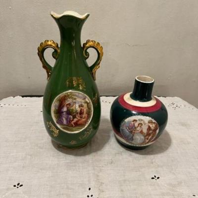 Green Victorian Bavarian Vases **IRISH HOLIDAY CLEARANCE