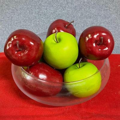 clear glass bowl with apples