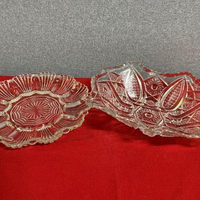 clear egg plate and bowl