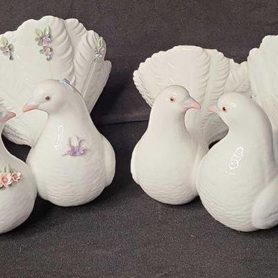 Lladro Porcelain Dove Figurines
