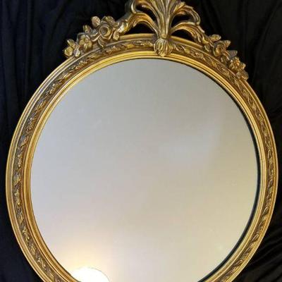 Vintage Round Gold-Colored Mirror

