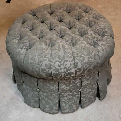 Green Tufted Upholstered Ottoman
