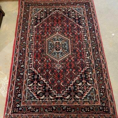 Hand knotted Bijar Heriz rug with pad, 73” x 49”