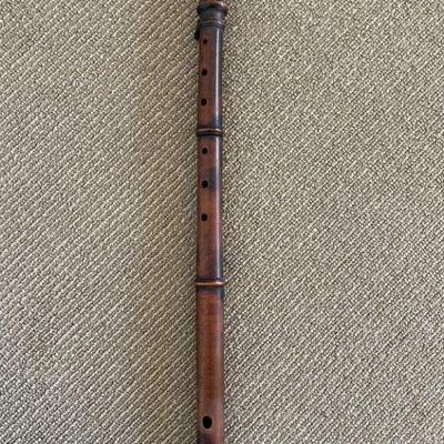 Antique mid-19th century Heinrich Eduard Baack (1837-1872) two-part turned wood cocuswood flute with single key, labeled E Baack N-York,...
