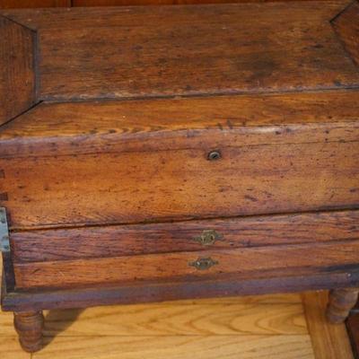 early pine chest. Possibly for silver storage. 