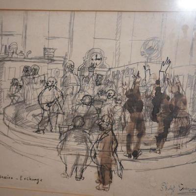 Original pen and ink signed and dated Phillip Evergood 1945