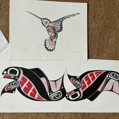 several inuit prints numbered and signed. 