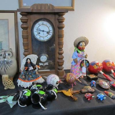 HANDMADE OAXACAN MEXICO ART, ANTIQUE CLOCK