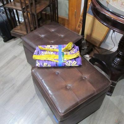 CUTE OTTOMAN W/ STORAGE, HANDMADE AFRICAN FABRIC.