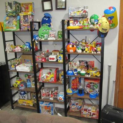 AMAZING COLLECTION OF M&M COLLECTIBLES - VINTAGE (Shelf not for sale)
