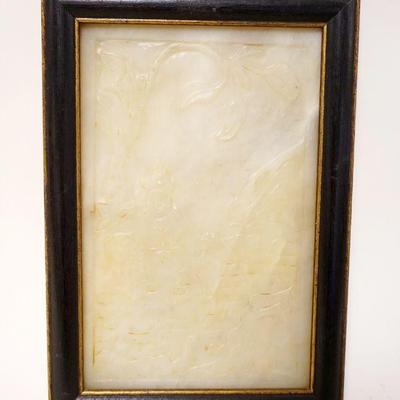 1276	CARVED JADE PLAQUE IN FRAME, APPROXIMATELY 10 3/4 IN X 7 1/4 IN OVERALL
