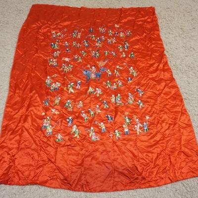 1296	LARGE ASIAN EMBROIDERED SILK CLOTH, APPROXIMAATELY 53 IN X 74 IN
