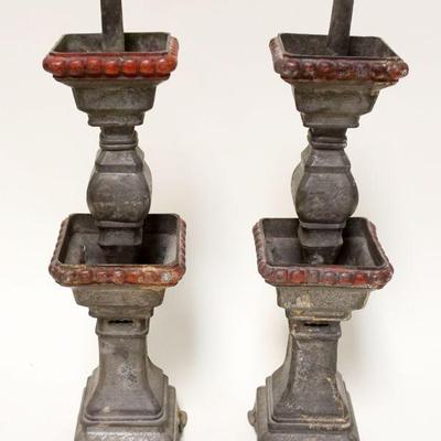 1114	PAIR OF ANTIQUE PEWTER LAMP BASES	PAIR OF ANTIQUE PEWTER LAMP BASES W/INCISED DESIGN AROUND, APPROXIMATELY 16 1/4 IN HIGH
